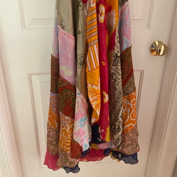NWT Boho Halter Patchwork Silk Dress - Picture 3 of 8